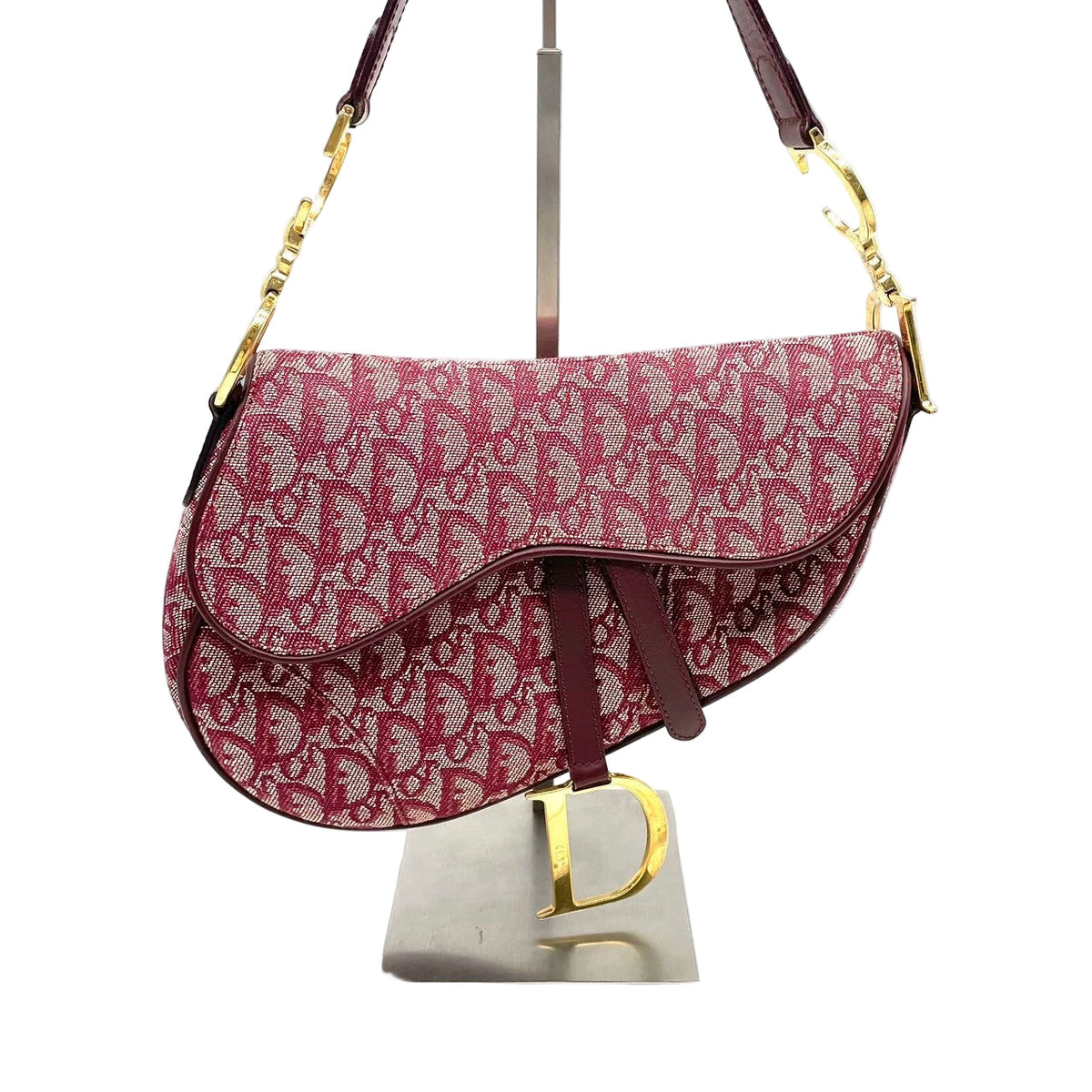 Dior Saddle Medium Red Burgundy Monogram Oblique Shoulder Bag 2002 Rovelle Bags