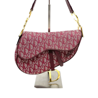 Dior Saddle Medium Red Burgundy Monogram Oblique Shoulder Bag 2002 Rovelle Bags