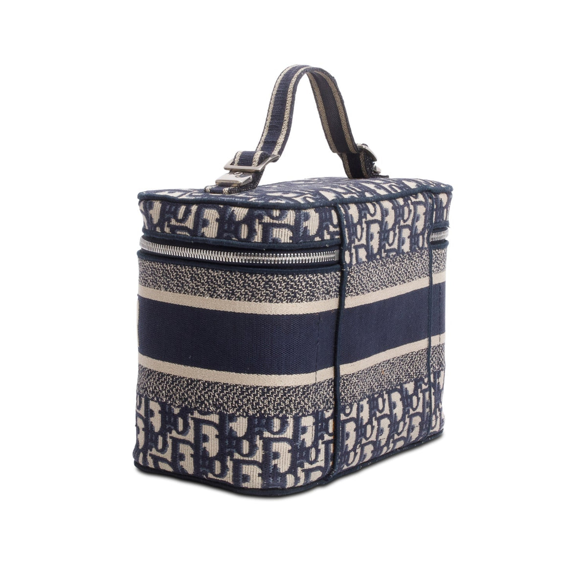 Christian Dior 2020 Navy Oblique Embroidered DiorTravel Vanity Case Rovelle Bags