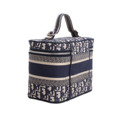 Christian Dior 2020 Navy Oblique Embroidered DiorTravel Vanity Case Rovelle Bags