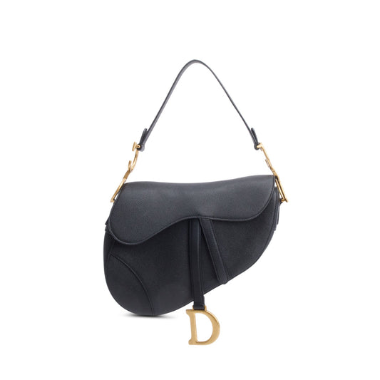 Christian Dior 2020 Black Grained Calfskin Saddle Bag Rovelle Bags