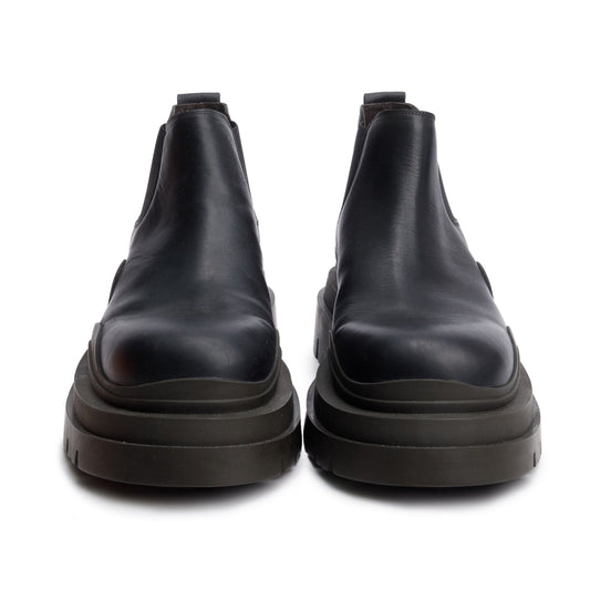 Bottega Veneta Black Leather Lug Chelsea Ankle Boots, Men's Size 45