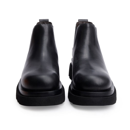 Bottega Veneta Black Leather Lug Chelsea Ankle Boots, Men's Size 44