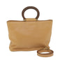 Luxury CELINE Hand Bag Leather 2way Beige Brown 63990