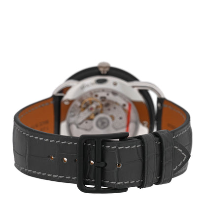 Platinum Titanium Alligator 43mm Arceau Le Temps Voyageur Automatic Watch Noir