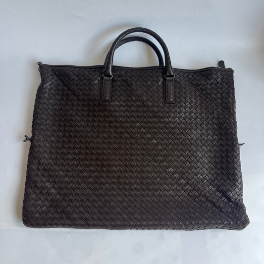 Bottega Veneta Maxi Convertible Tote Dark Chocolate Brown Leather 50cm