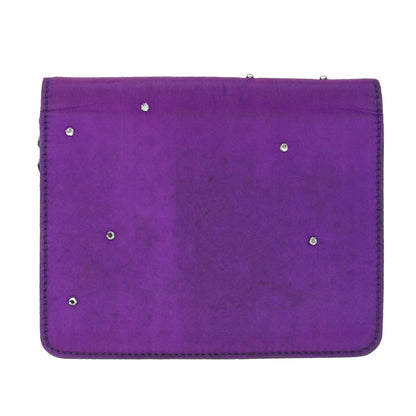 Luxury CELINE Chain Pouch Satin Purple 64134
