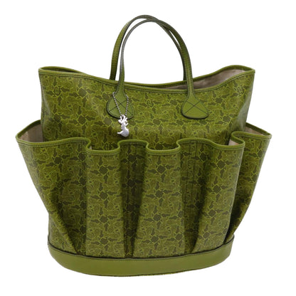Luxury CELINE Horse Carriage Macadam Canvas Tote Bag Green 64256
