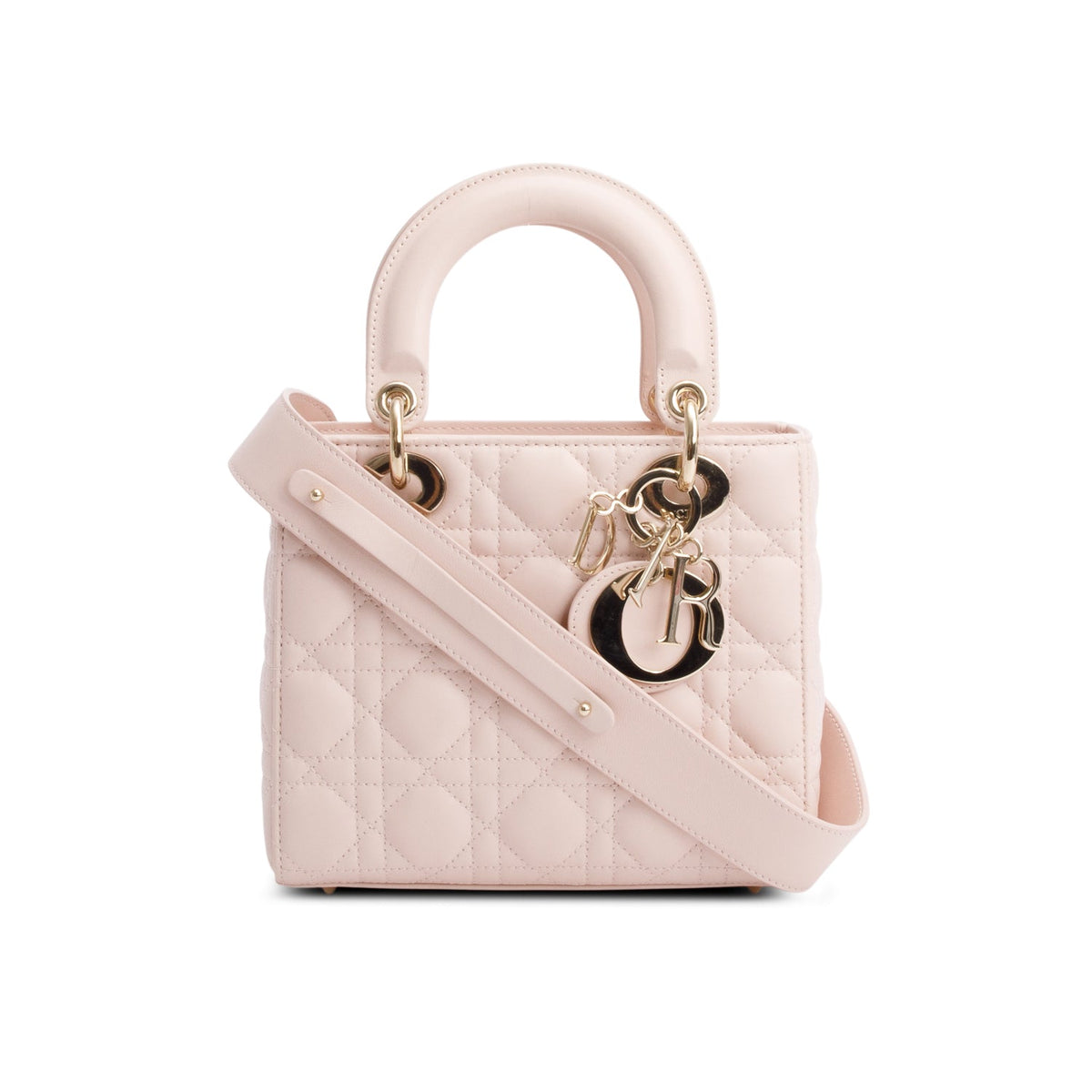 Christian Dior 2024 Pink Cannage Lambskin Leather Small Lady Dior Bag Rovelle Bags
