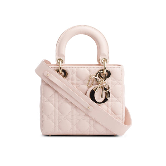 Christian Dior 2024 Pink Cannage Lambskin Leather Small Lady Dior Bag Rovelle Bags