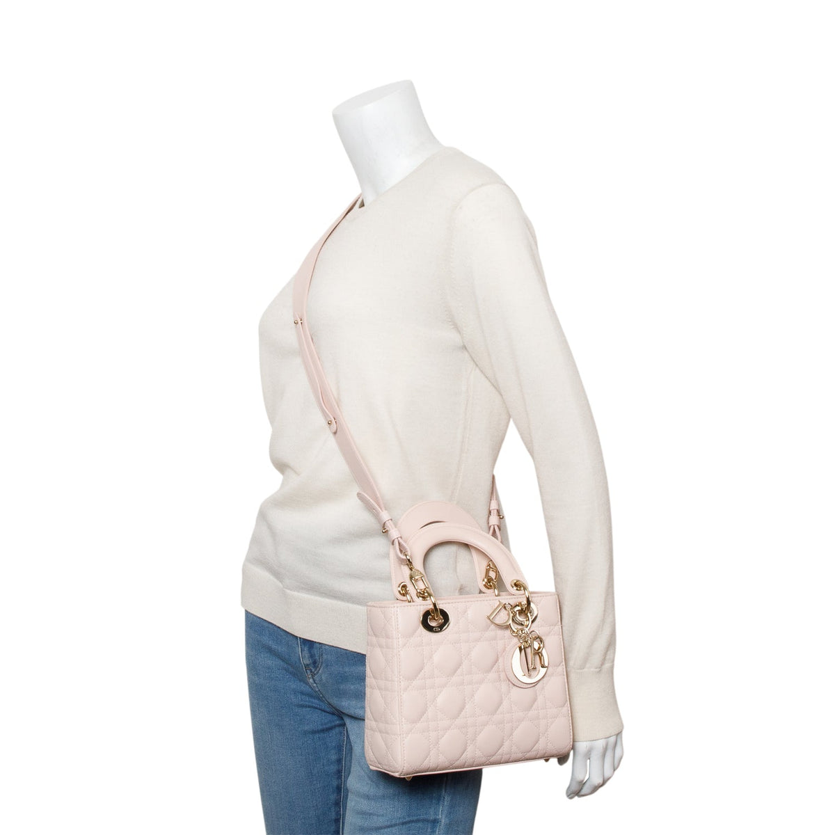 Christian Dior 2024 Pink Cannage Lambskin Leather Small Lady Dior Bag Rovelle Bags