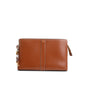 Celine 2024 Tan Shiny Calfskin Leather Lock Toiletry Pouch