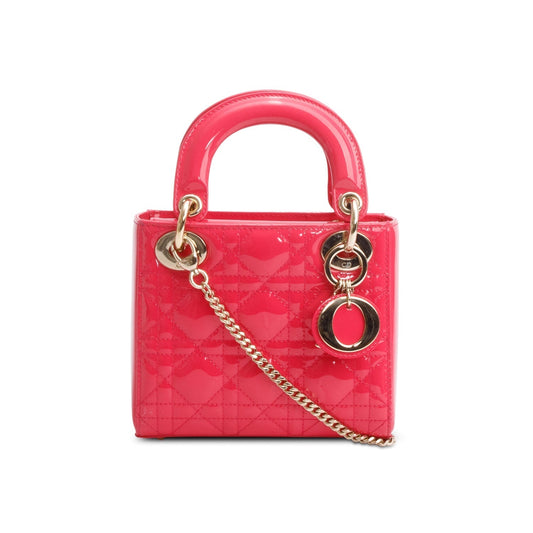 Christian Dior Pink Cannage Patent Leather Mini Lady Dior Bag Rovelle Bags