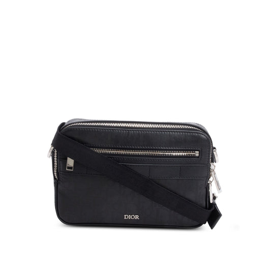 Christian Dior 2022 Black Oblique Galaxy Leather Safari Messenger Pouch Rovelle Bags