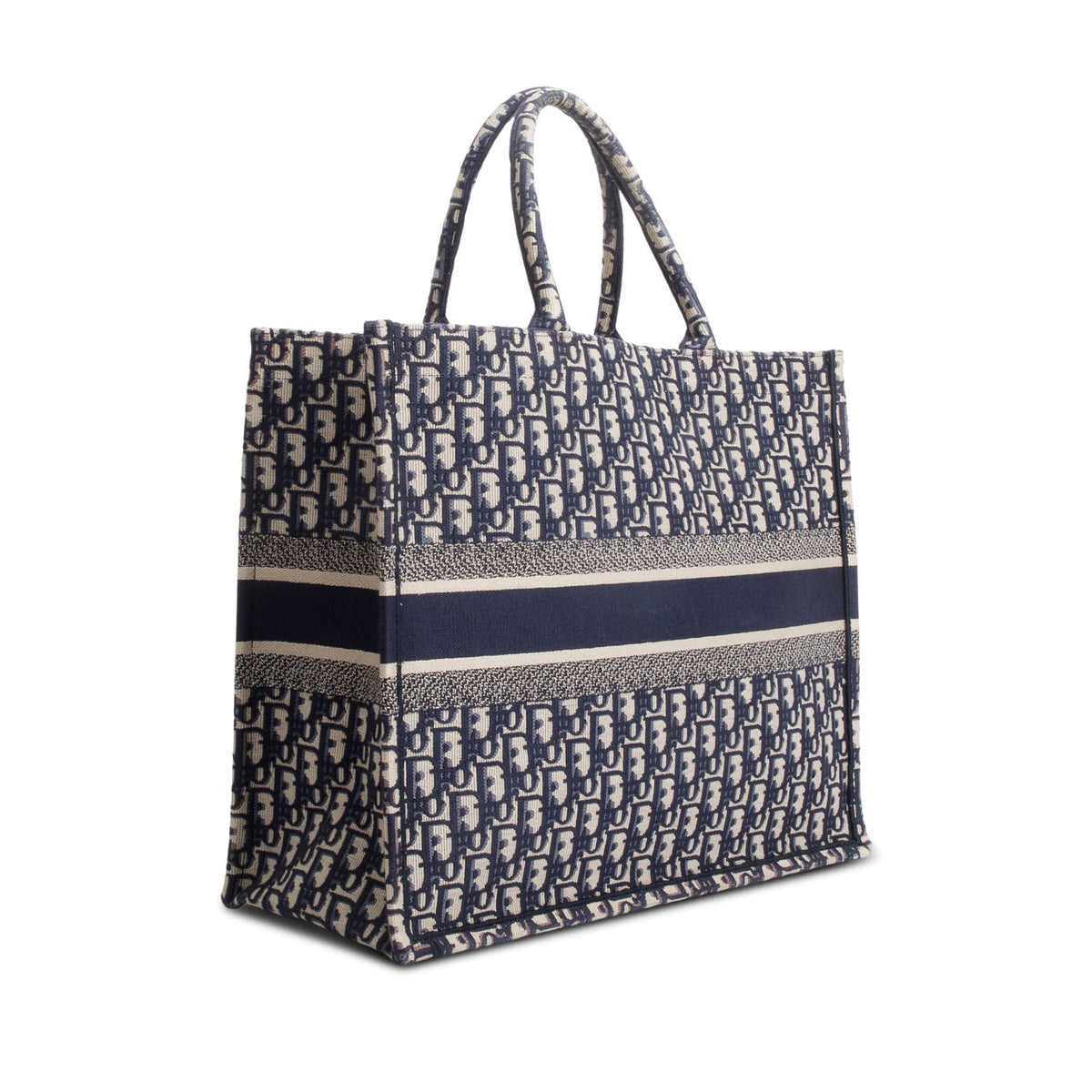 Christian Dior Ecru and Blue Dior Oblique Embroidery Large Book Tote Rovelle Bags