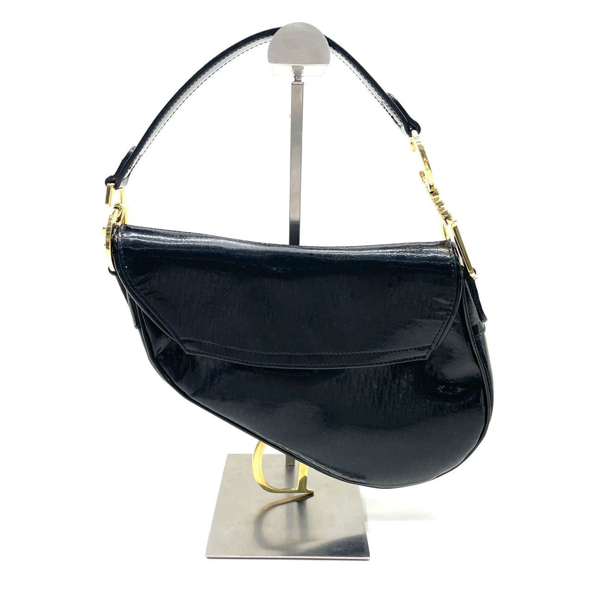 Dior Saddle Small Shoulder Bag Black Patent Leather Rovelle Bags