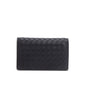 Bottega Veneta Black Intrecciato Calfskin Leather Bi-Fold Compact Wallet