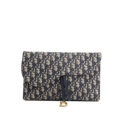 Christian Dior 2024 Blue Oblique Jacquard Canvas Saddle Pouch Rovelle Bags