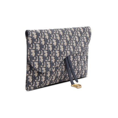 Christian Dior 2024 Blue Oblique Jacquard Canvas Saddle Pouch Rovelle Bags