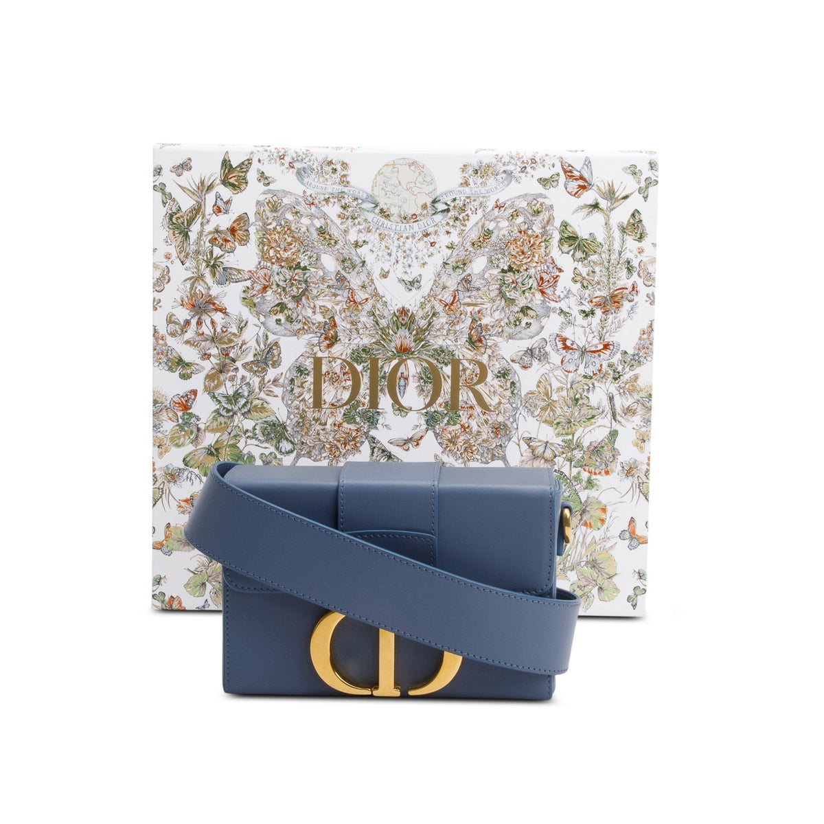 Christian Dior 2020 Blue Leather 30 Montaigne Box Bag Rovelle Bags