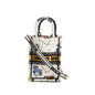 Christian Dior 2022 Cream Canvas Embroidered Pixel Zodiac Mini Book Tote Phone Bag Rovelle Bags
