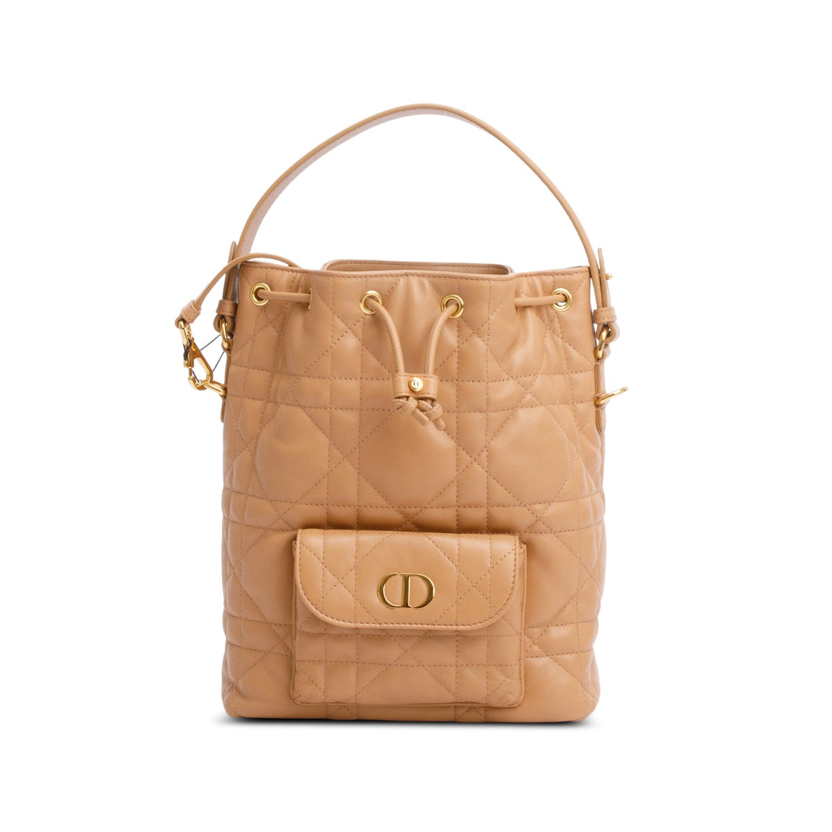 Christian Dior 2025 Brown Macrocannage Lambskin Small Caro Bucket Bag Rovelle Bags