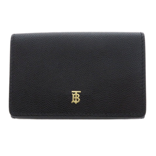 BURBERRY Bifold Wallet Calfskin black logoMetal tri-fold Women