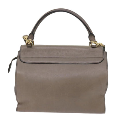 Luxury CELINE Trapeze Hand Bag Leather 2way Gray 65125