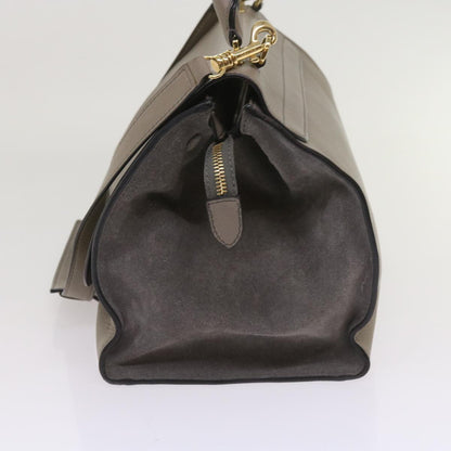 Luxury CELINE Trapeze Hand Bag Leather 2way Gray 65125