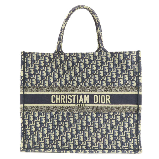 Christian Dior Tote Bag canvas Navy book tote large Women Rovelle Bags