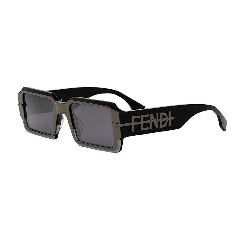 Fendi Sunglasses Rectangle Full Rim, Shiny Black/Grey Frame and Grey Lens FE40073U05A Rovelle Bags