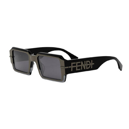 Fendi Sunglasses Rectangle Full Rim, Shiny Black/Grey Frame and Grey Lens FE40073U05A Rovelle Bags