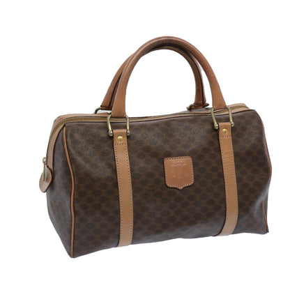 Luxury CELINE Macadam Canvas Boston Bag PVC Brown 65586