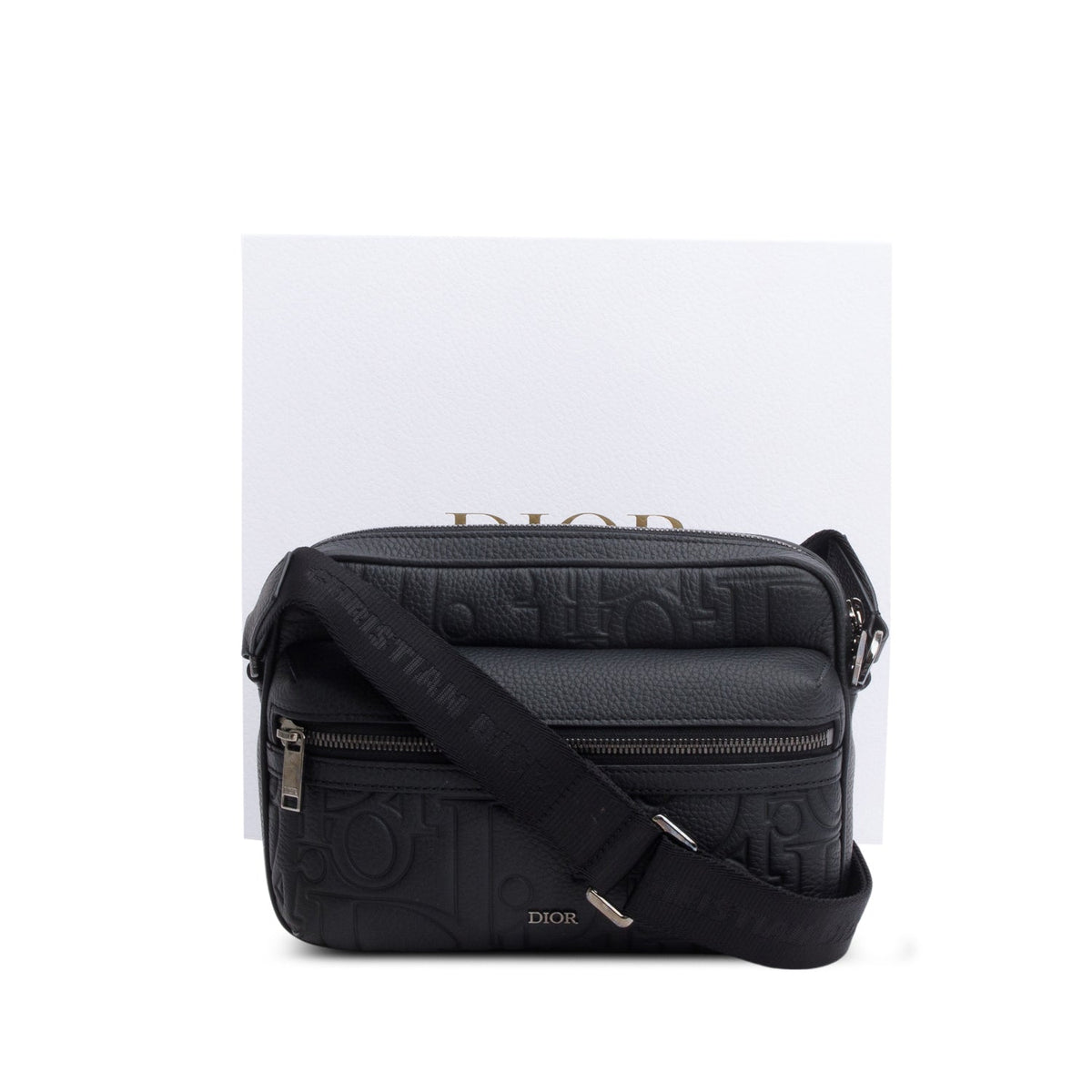 Christian Dior 2024 Black Embossed Calfskin Rider 2.0 Zipped Messenger Bag Rovelle Bags