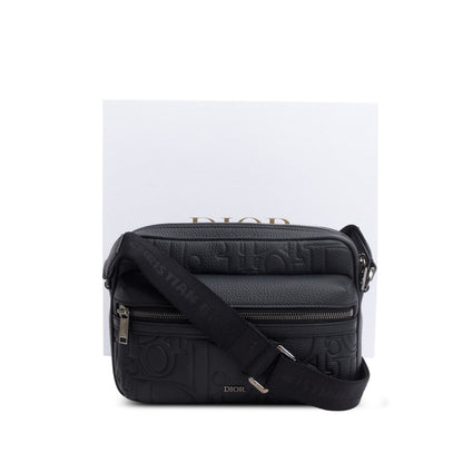 Christian Dior 2024 Black Embossed Calfskin Rider 2.0 Zipped Messenger Bag Rovelle Bags