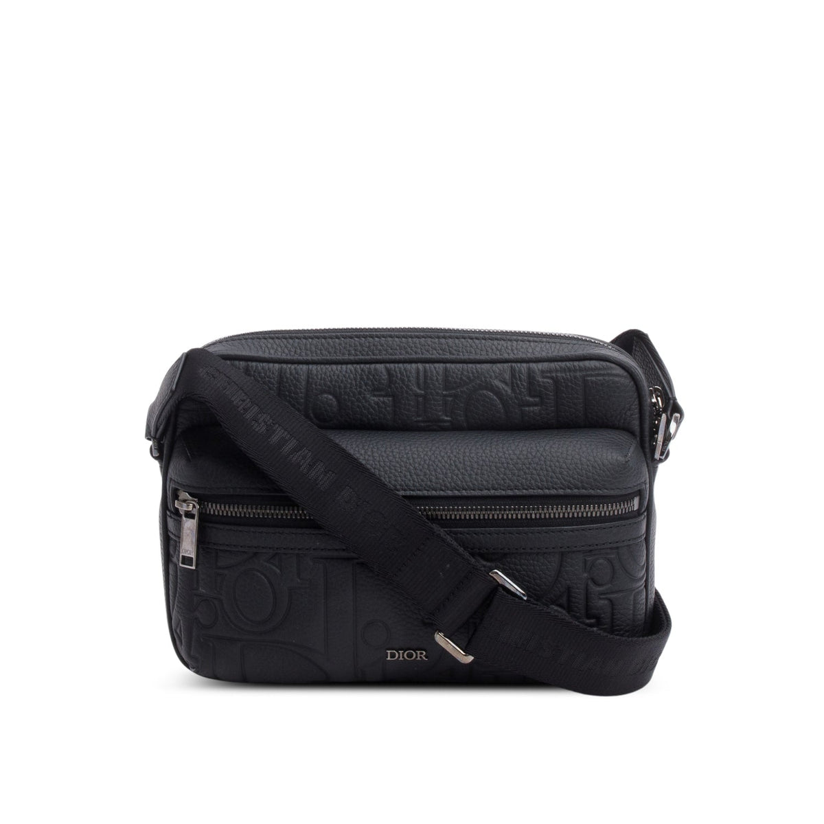 Christian Dior 2024 Black Embossed Calfskin Rider 2.0 Zipped Messenger Bag Rovelle Bags
