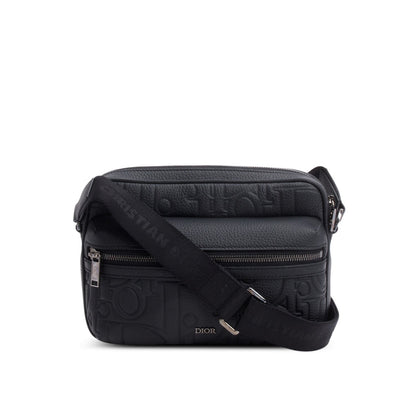 Christian Dior 2024 Black Embossed Calfskin Rider 2.0 Zipped Messenger Bag Rovelle Bags