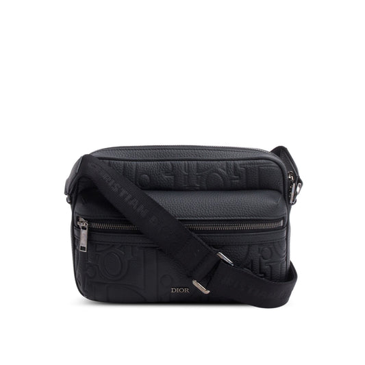 Christian Dior 2024 Black Embossed Calfskin Rider 2.0 Zipped Messenger Bag Rovelle Bags