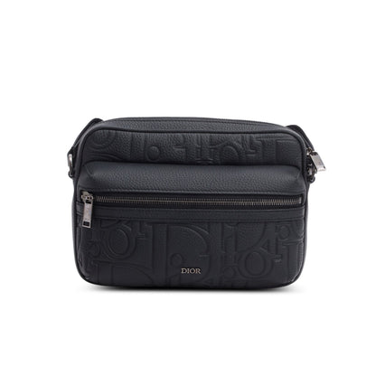 Christian Dior 2024 Black Embossed Calfskin Rider 2.0 Zipped Messenger Bag Rovelle Bags