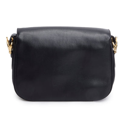 Celine Black Leather Horse Carriage Shoulder Bag