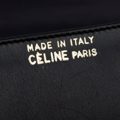 Celine Vintage Black Leather Horse Carriage Shoulder Bag