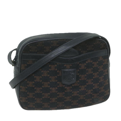 Luxury CELINE Macadam Canvas Shoulder Bag Navy 65782