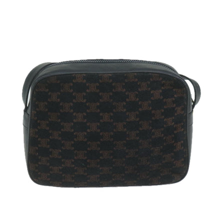 Luxury CELINE Macadam Canvas Shoulder Bag Navy 65782
