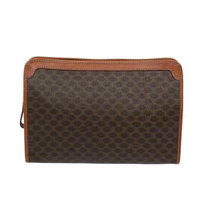 Luxury CELINE Macadam Canvas Clutch Bag PVC Brown 65785