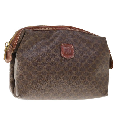Luxury CELINE Macadam Canvas Pouch PVC Leather Brown 65907