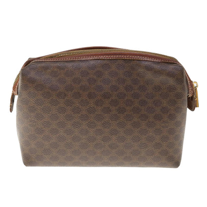 Luxury CELINE Macadam Canvas Pouch PVC Leather Brown 65907