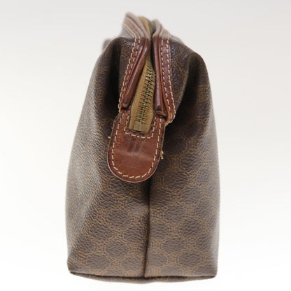 Luxury CELINE Macadam Canvas Pouch PVC Leather Brown 65907