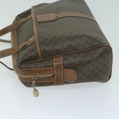 Luxury CELINE Macadam Canvas Shoulder Bag PVC Leather Brown 65957