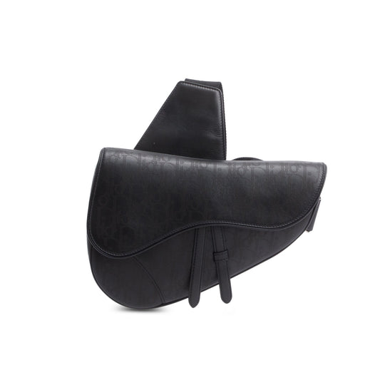 Christian Dior 2021 Black Oblique Galaxy Perforated Leather Saddle Bag Rovelle Bags