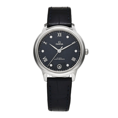 Stainless Steel Alligator Diamond 34mm De Ville Prestige Automatic Watch Blue 434.13.34.20.53.002